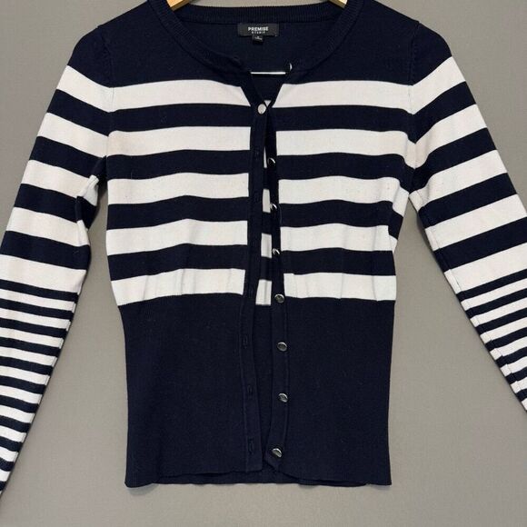 Premise Studio Women’s Striped Button Up Sweater Size Small Rayon Blend - Picture 3 of 10